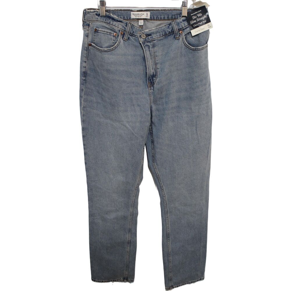 Abercrombie & Fitch The '90s Straight Ultra High Rise Blue Jeans Size 31 12 NWT